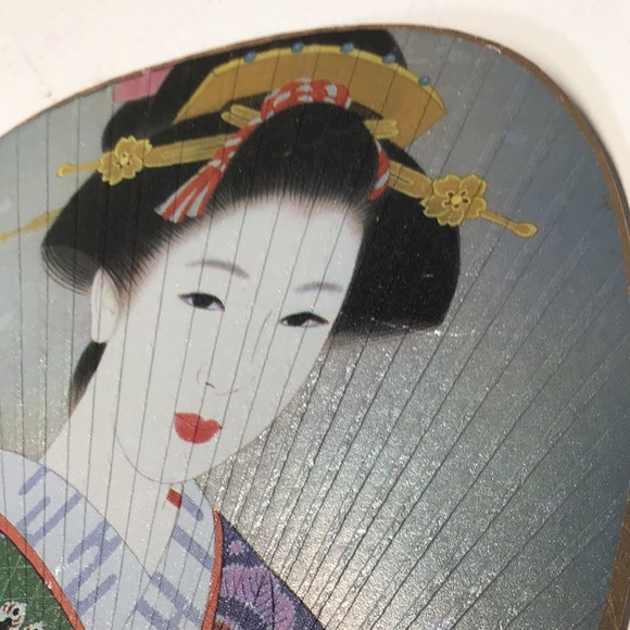 Japanese hand fan paper bamboo varnished handle Costume /use/display Geisha - Picture 11 of 11